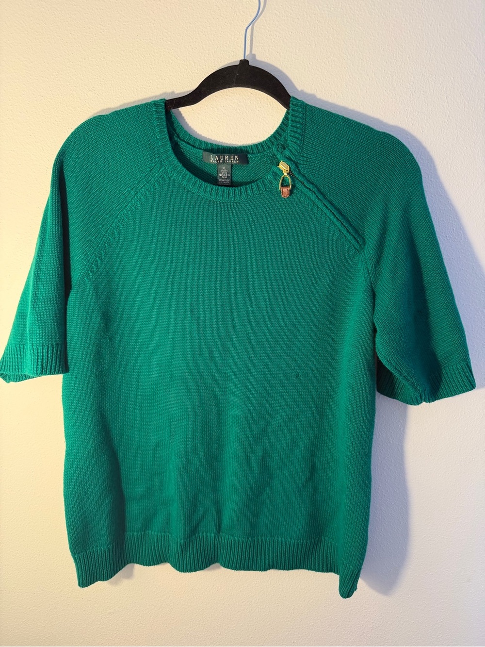 Ralph Lauren Emerald Green Crewneck Short-Sleeve Sweater